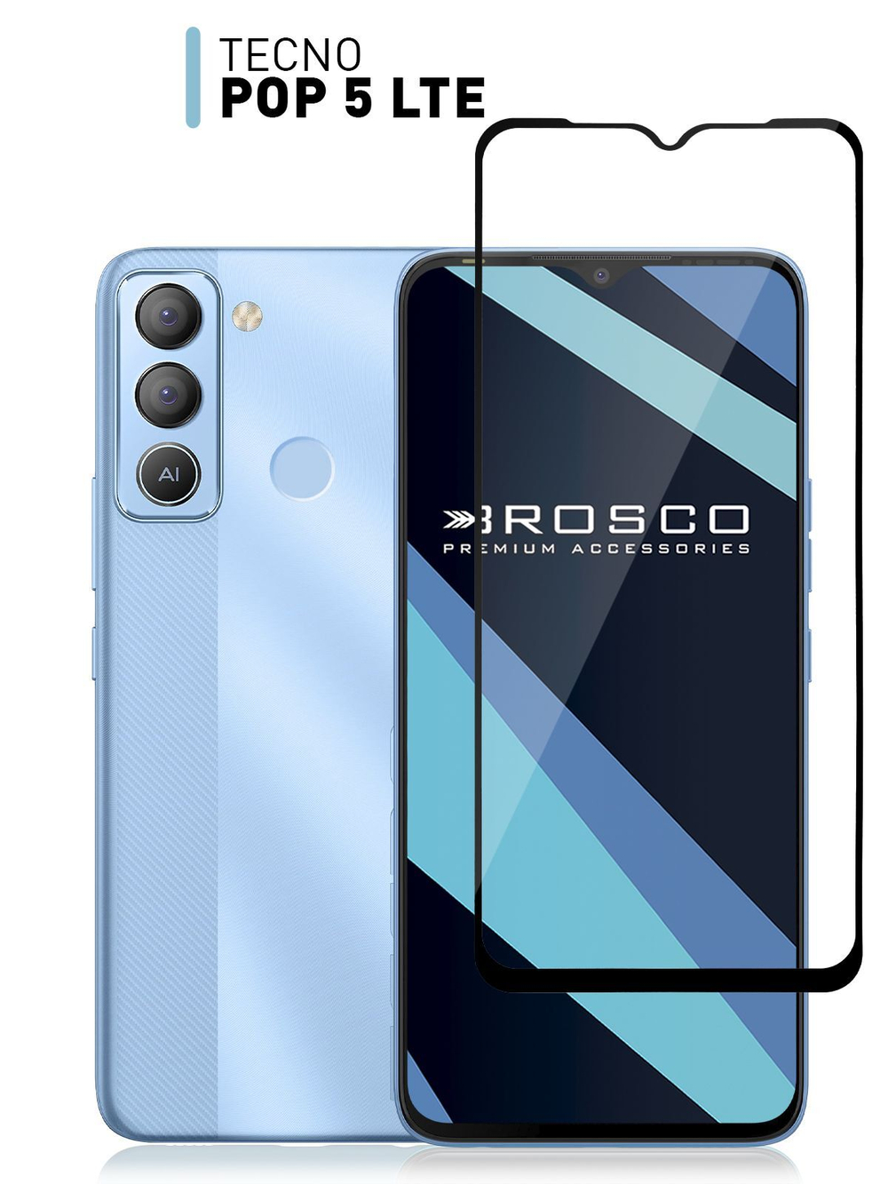 Защитное стекло ROSCO для Tecno Pop 5 LTE оптом (арт. TCN-P5LTE-FSP-GLASS-BLACK)