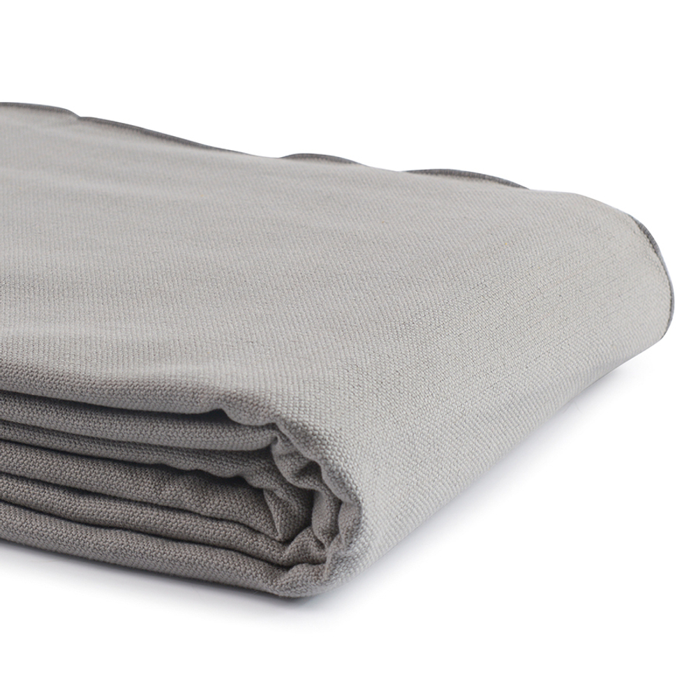 Покрывало из фактурного хлопка серого цвета с контрастным кантом из коллекции essential, 230х250 см