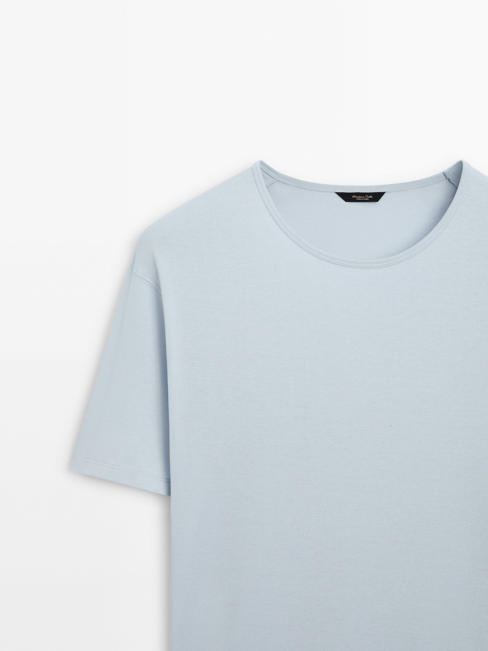 Massimo Dutti Хлопковая футболка с короткими рукавами, светло-голубой