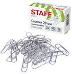 Скрепки 28мм. 100шт. оцинкованные, в картонной коробке (STAFF)