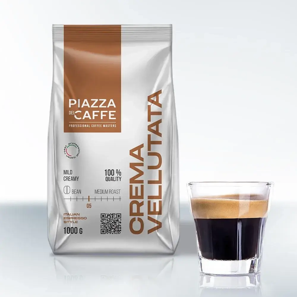 Кофе в зёрнах Piazza del Caffee Crema Vellutata, робуста, 1 кг
