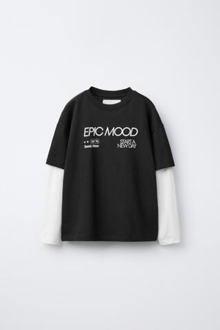 ZARA ЛОНГСЛИВ С НАДПИСЬЮ, ЧЕРНЫЙ