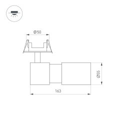 Светильник LGD-ARTEMIS-BUILT-FLAP-R55-12W Day4000 (WH, 8-80 deg, 230V) (Arlight, IP20 Металл, 5 лет) 051798