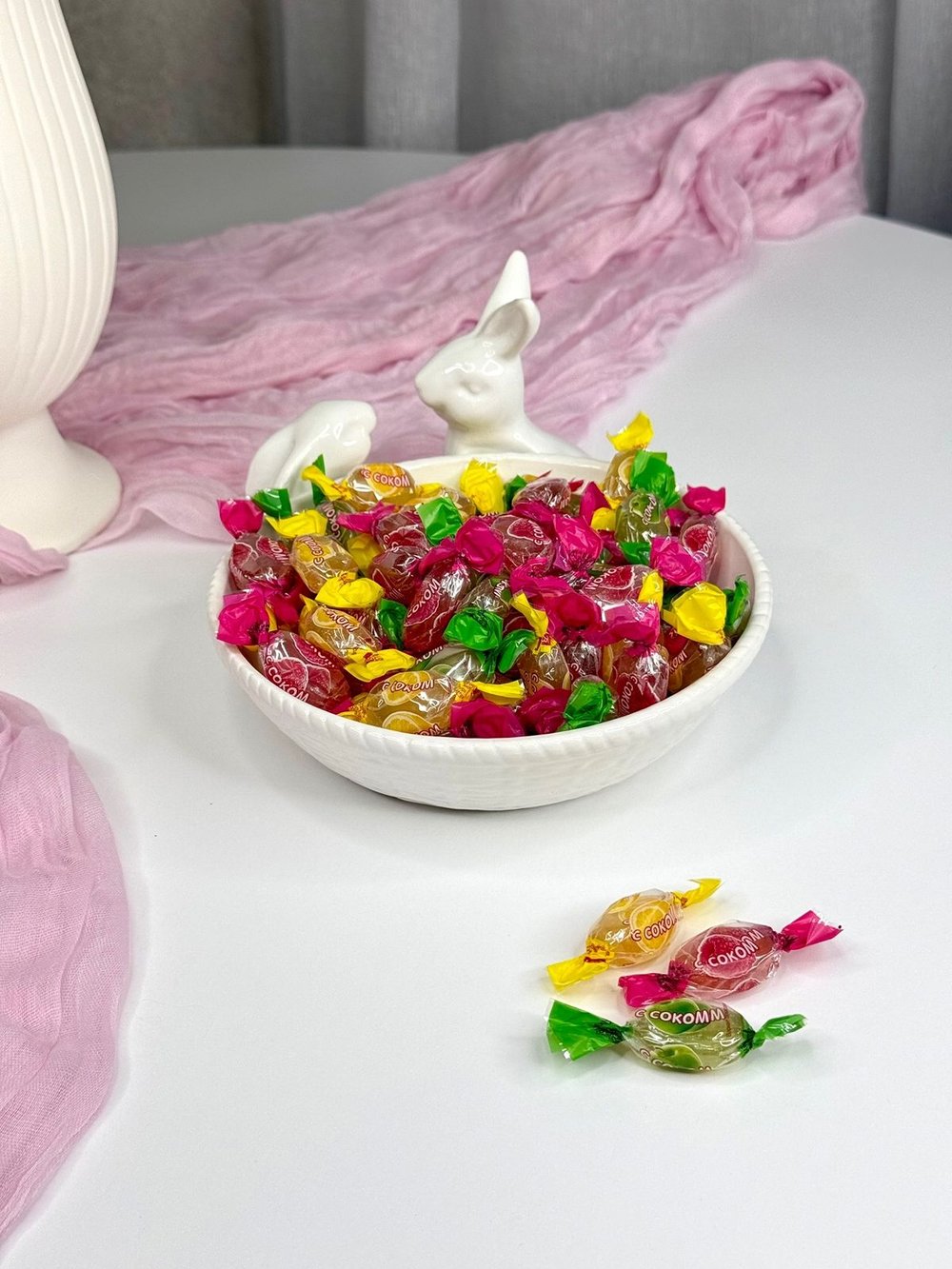 Конфеты карамель с фруктовой начинкой Ассорти к чаю 500гр.