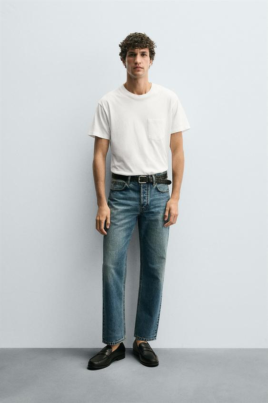 ZARA ДЖИНСЫ STRAIGHT FIT REGULAR, ВЫЦВЕТШИЙ СИНИЙ