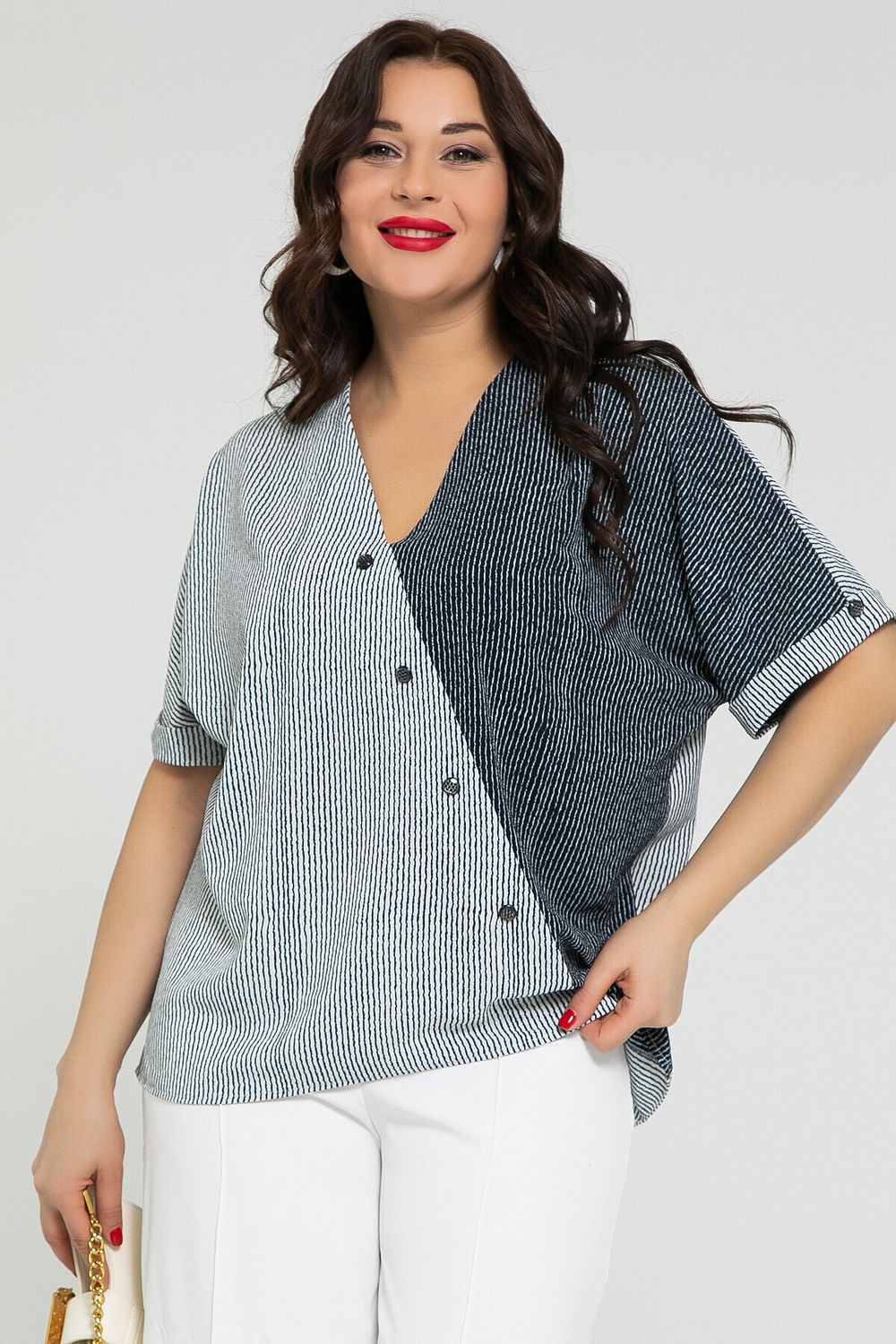 Блуза Миланья (бело-синяя) Б12846-27М LT Collection