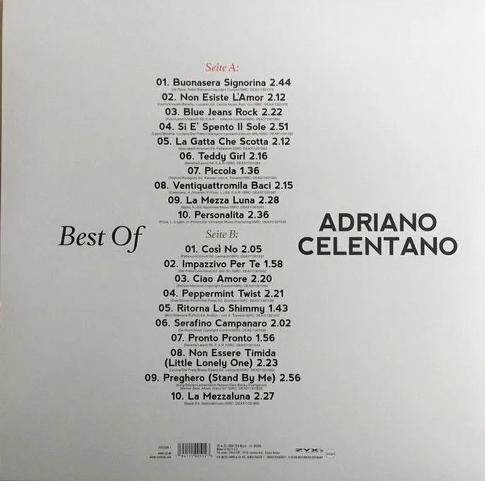 Adriano Celentano. Best Of (LP) Новая запечатанная виниловая пластинка Адриано Челентано
