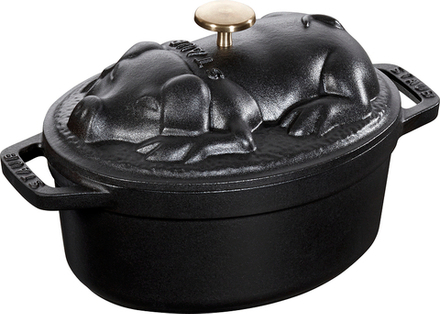 Кастрюля Staub Special Cocotte swinka, 1 л, 17 см, чугун, антипригарное покрытие, чёрная