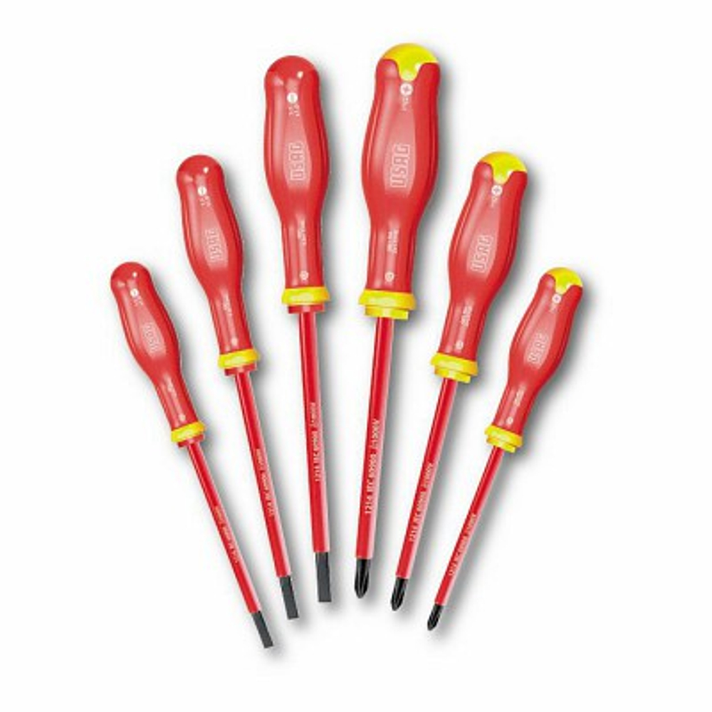 091 SH6 Набор из 6-ти изолированных отверток для шлицевых винтов и PHILLIPS®, 1000 В, USAG (Италия)