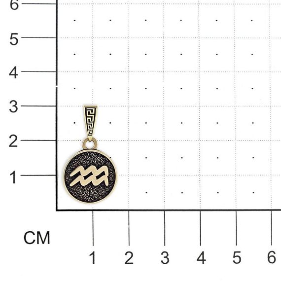 Фото бронзовой подвески Водолей на размерной сетке для определения размера.