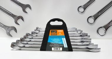 Набор ключей комбинированных 8пр. (6, 8, 10, 12, 13, 14, 17, 19мм).в пластиковом держателе ISMA ISMA-5086