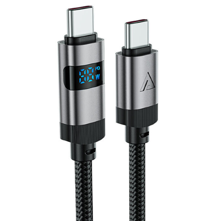 C15-03 USB-C to USB-C zinc alloy digital display braided charging data cable