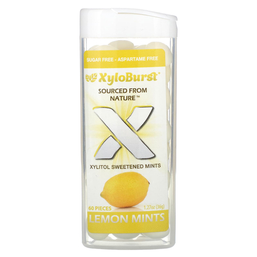 Xyloburst, подслащенные ксилитолом мятные конфеты, со вкусом лимона, 60 шт., 36 г (1,27 унции)