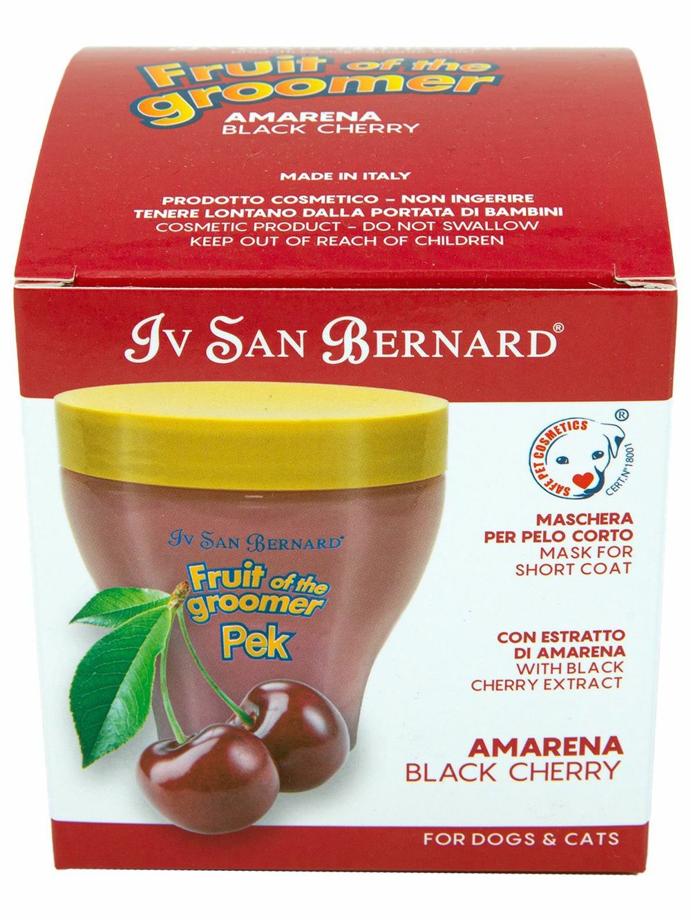 Восстанавливающая маска Iv San Bernard Fruit of the Grommer Black Cherry для короткой шерсти с протеинами шелка Восстанавливающая маска Iv San Bernard Fruit of the Grommer Black Cherry для короткой шерсти с протеинами шелка
