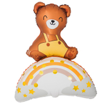 Шар Фольгированный Мишка на радуге (Бежевый)