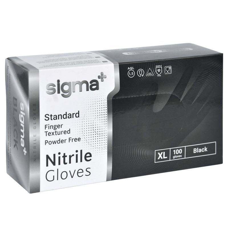 Перчатки одноразовые SIGMA нитрил Light XL черные 100 пар/уп 10 уп/кор