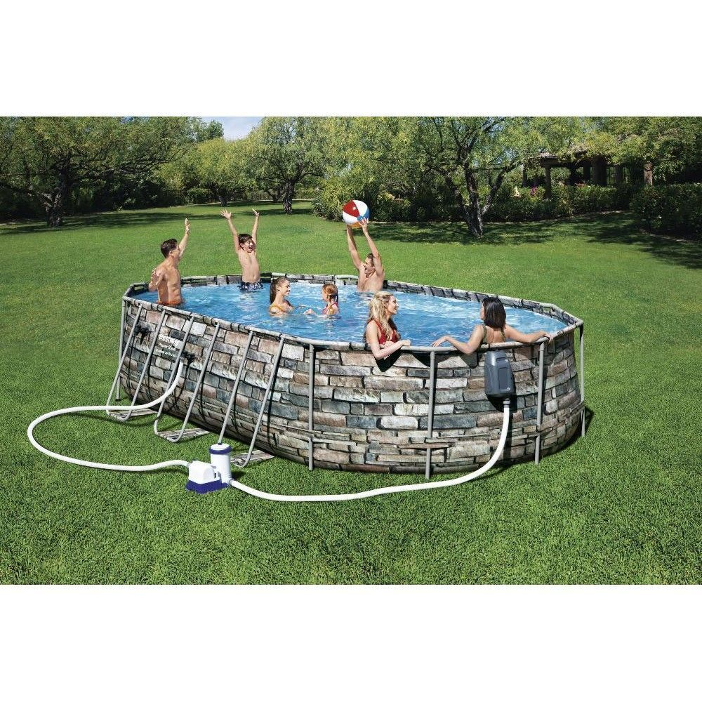 Каркасный бассейн Bestway 56719 (610х366х122, карт. фильтр, лестница, консоль Comfort Jet)