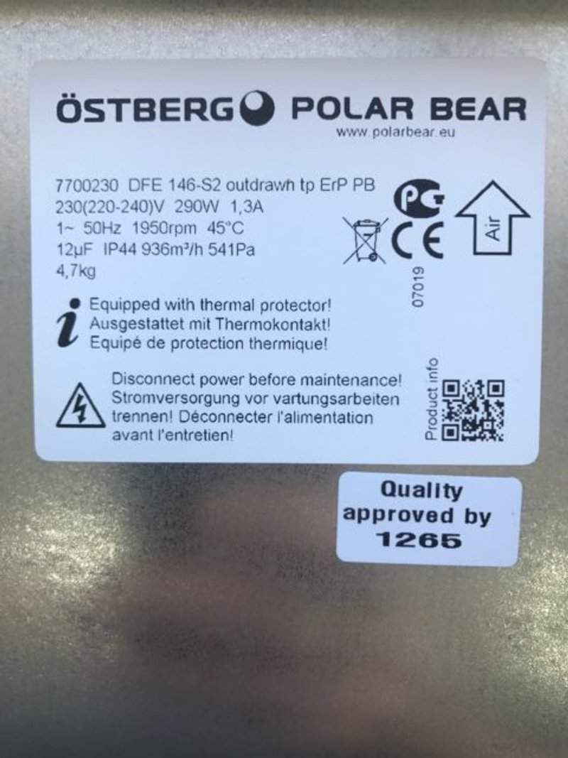 Центробежный вентилятор Ostberg DFE 146 S2