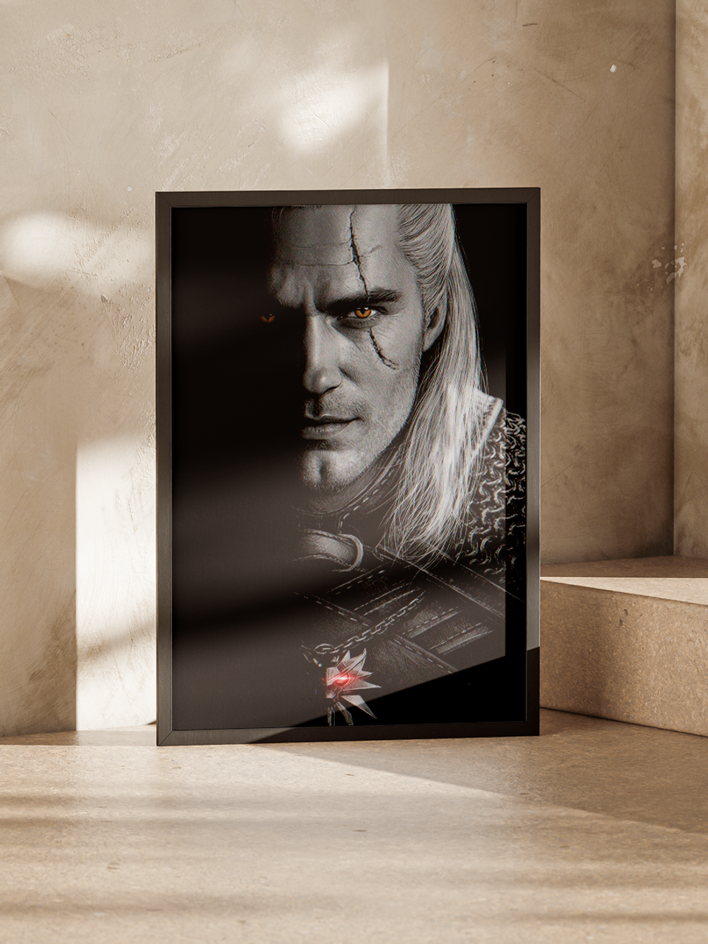 Постер плакат Геральт С Горящим Кулоном The Witcher Ведьмак
