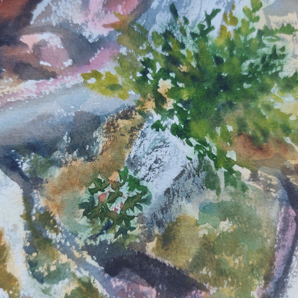 Картина авторская акварельная в паспарту 21х30 см на стену для интерьера "Берег Ладоги"