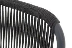 "Ането" стул плетеный из роупа, каркас алюминий темно-серый (RAL7024) муар, роуп темно-серый круглый, ткань темно-серая 027