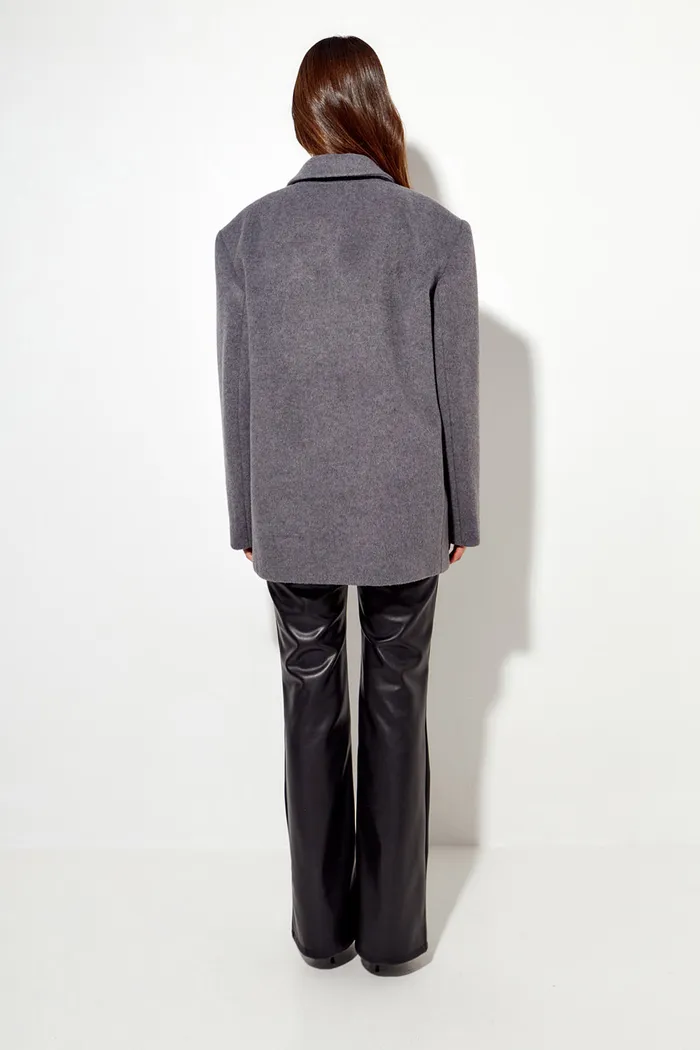 Пальто-пиджак с шерстью серого цвета