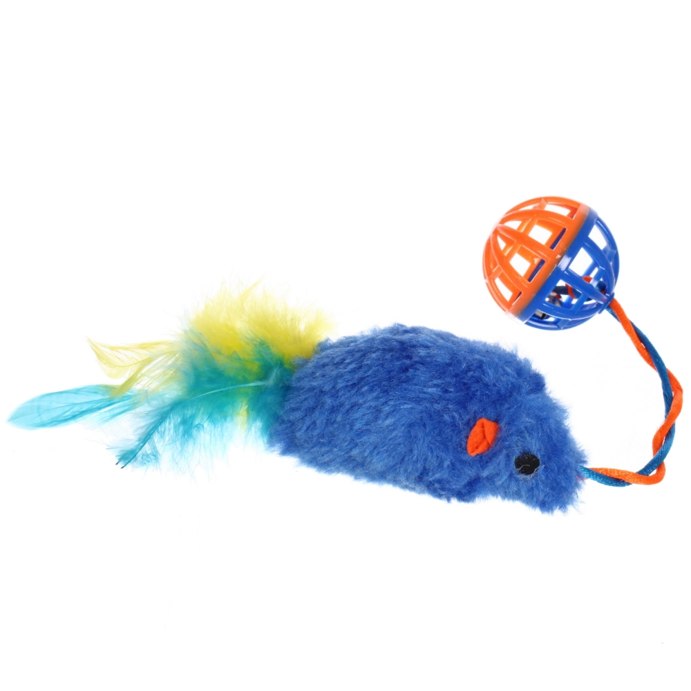 Игрушка - мышка для кошек «ЦЕПКИЕ ЛАПКИ», с бубенчиком, цвет синий, 7*3.5/3.5см