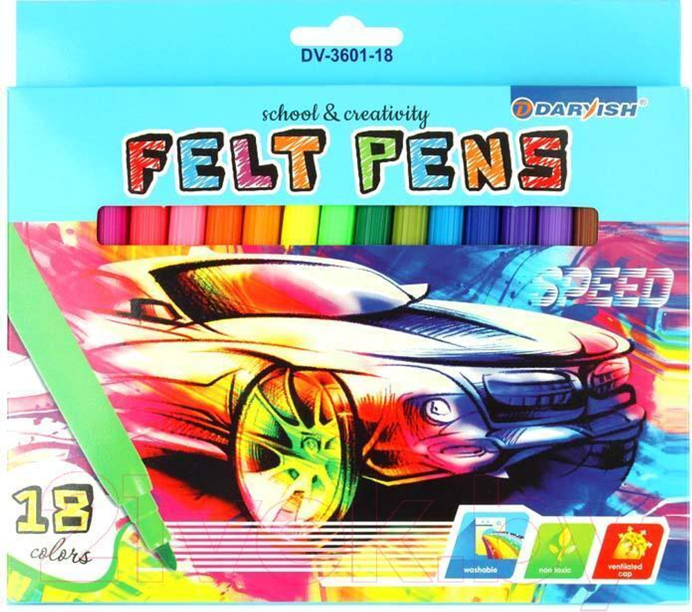 Фломастеры 18цв "Darvish" для мальчиков в картонной упаковке