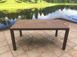Стол Невада МАКСИ прямоугольный коричневый под ротанг с декором 1650*950