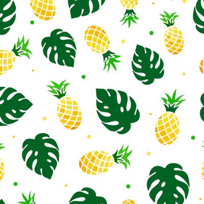 летний паттерн с ананасами и тропическими листьями