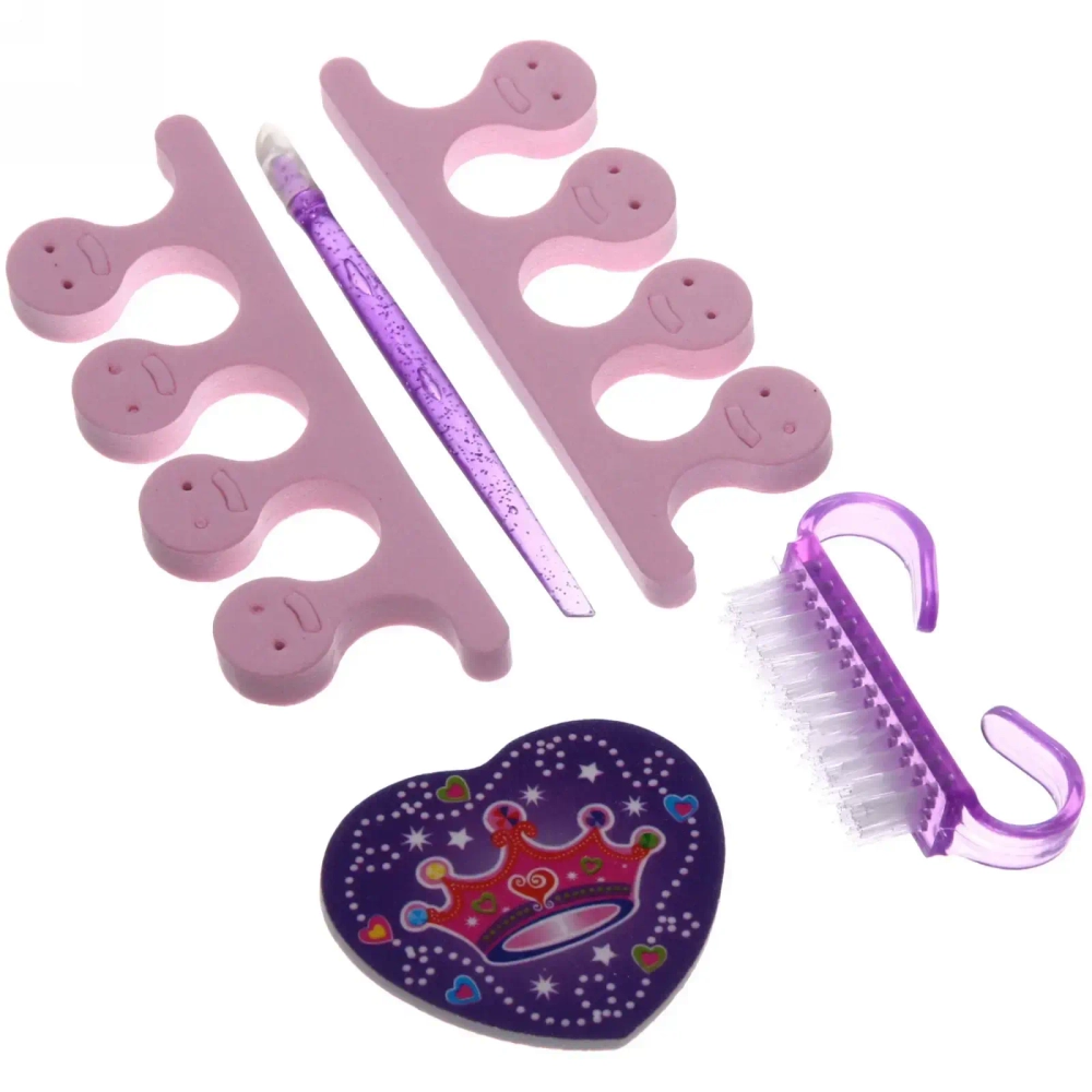 Набор для педикюра в косметичке 5шт «Сет», цвет микс, (пилка, шабер, щетка и разделители),10,5*16см