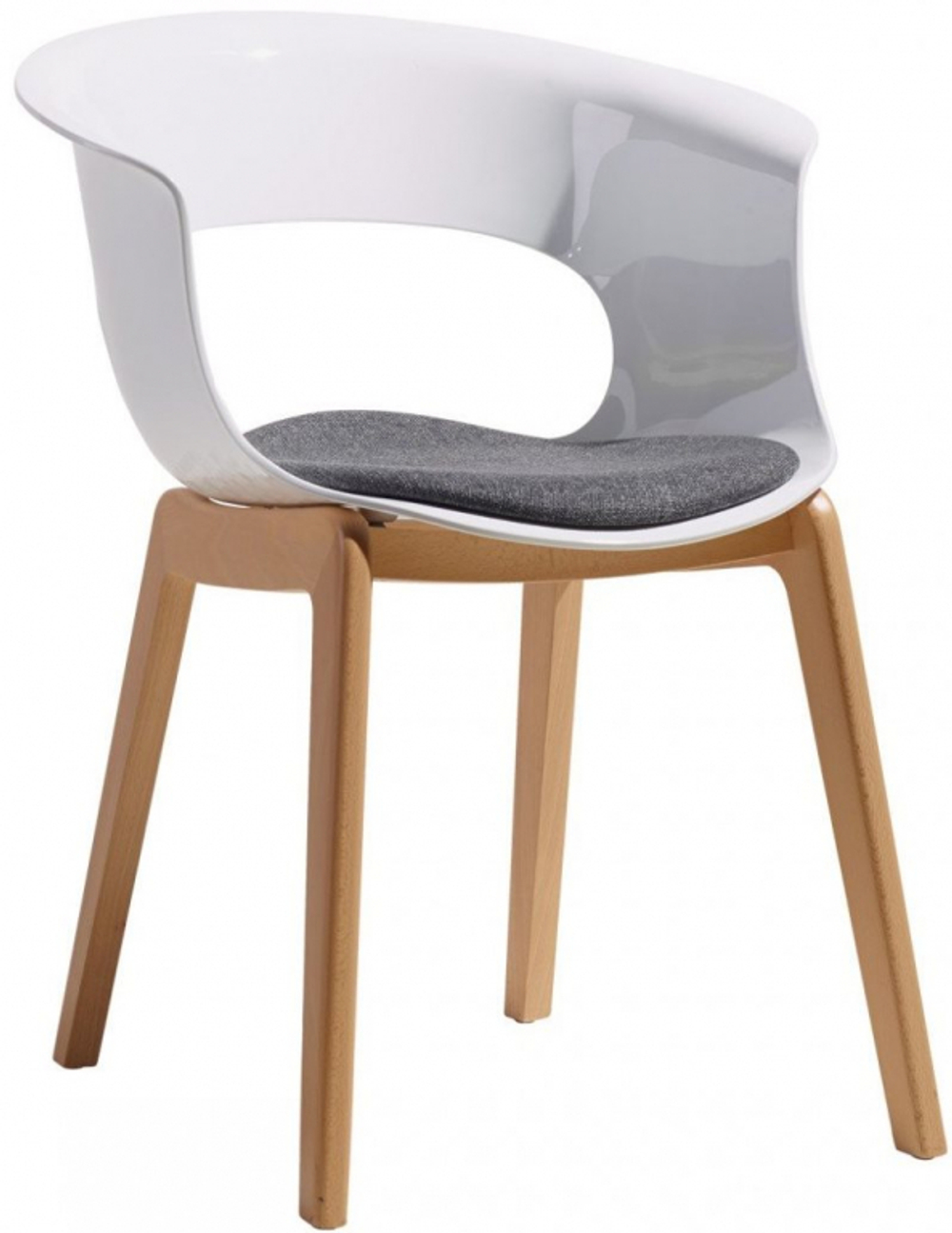 Кресло пластиковое с подушкой Scab Design Natural Miss B Antishock, натуральный бук, белый, серый