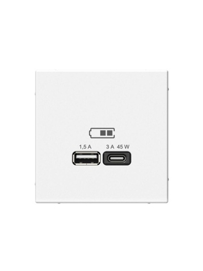 Розетка USB ArtGallery тип A+C 45Вт QC PD высокоскор. ЗУ механизм бел. SE GAL000129