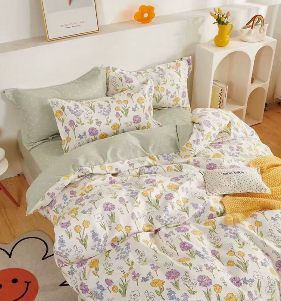 ZEPHYR HOME Двуспалка Фланель цветы сиреневые