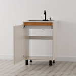 Кухонный модуль напольный 60х60х85, Виго, под мойку, со столешницей, тумба под раковину с дверью, на ножках, серый / дуб, Dipriz