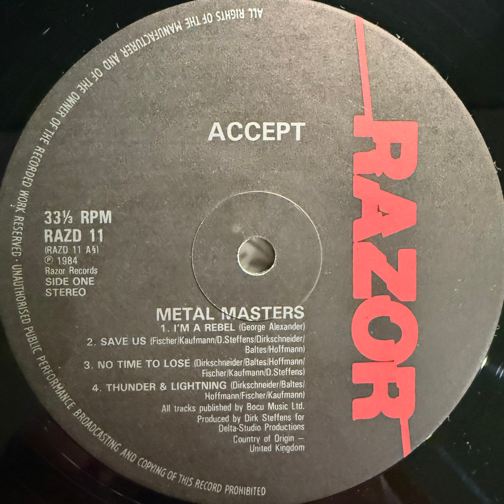 Accept ‎– Metal Masters 2LP (Англия 1984г.)