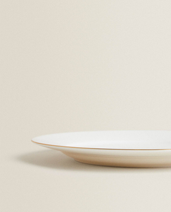 ZARA HOME ДЕСЕРТНАЯ ТАРЕЛКА ИЗ КОСТЯНОГО ФАРФОРА, ЗОЛОТОЙ