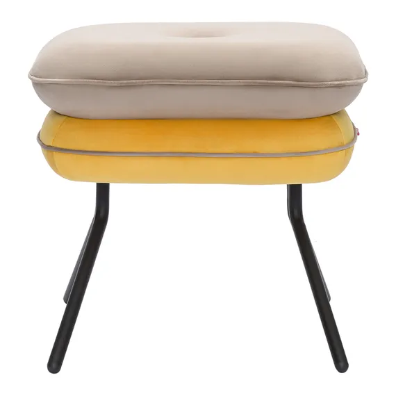 Пуф Pea, велюр, бежевый/желтый