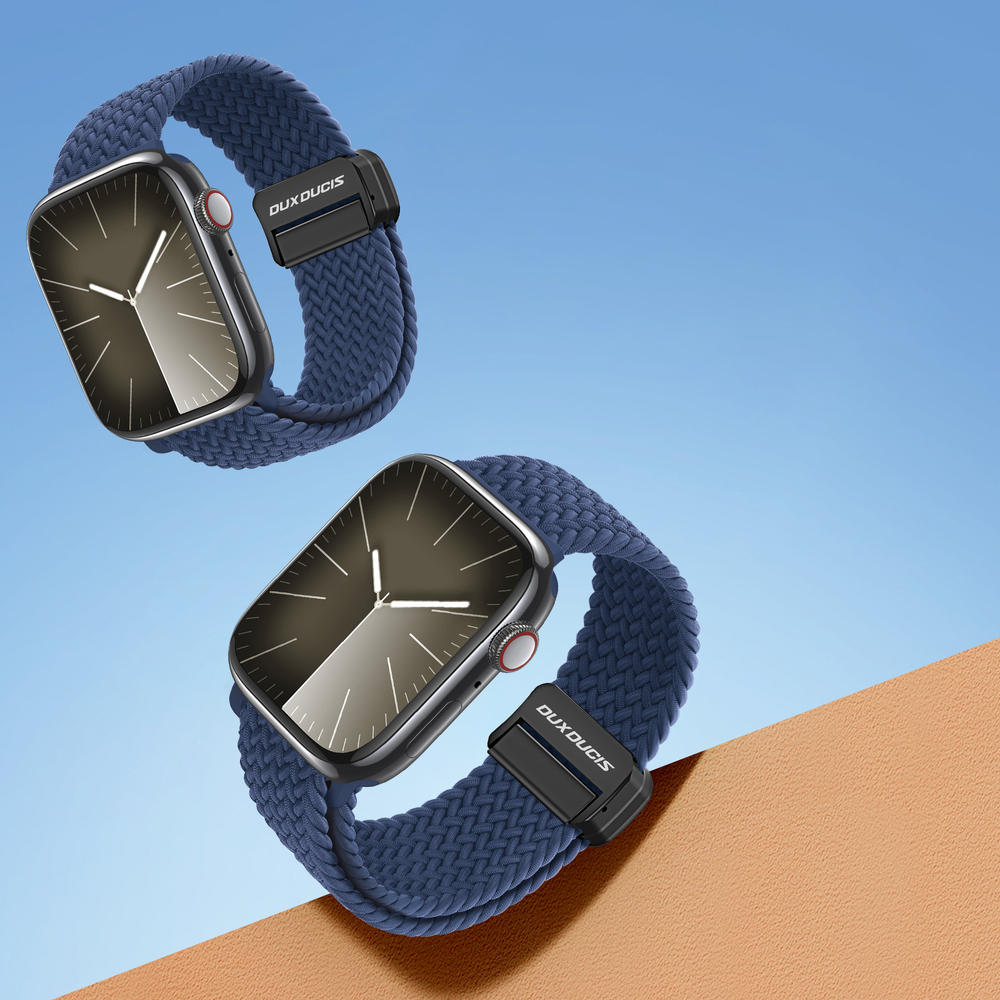 Эластичный ремешок синего цвета (Storm Blue) от Dux Ducis для смарт часов Apple Watch размером 42, 44, 45, 46, 49MM, серия Strap (Mixture Pro Series)