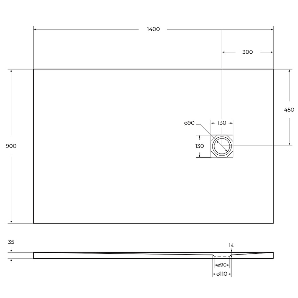 Душевой поддон из искусственного камня BelBagno Uno 140x90 TRAY-MR-UNO-AH-140/90-35-W Белый