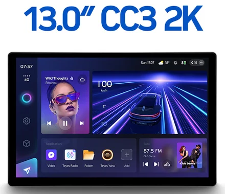 Магнитола в рамку 9/10 - Teyes CC3-2K монитор 13", QLED+2K, Android 10, ТОП процессор, 4G SIM-слот, CarPlay