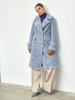 Премиальная шуба чебурашка Люкс эко-мех, голубая, SilverFox