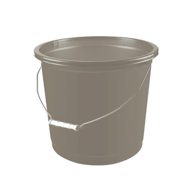 Ведро круглое 15л с железной ручкой цвет светло-серый