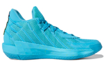 Adidas D lillard 7 Jam Fest round head lace-up fabric synthetic leather TPU shock absorption non-slip wear-resistant breathable wrapping support mid-top basketball shoes men's blue