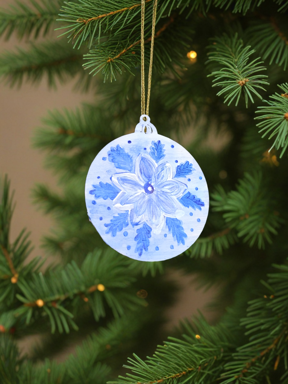 Елочная игрушка Снежинка Ручная роспись