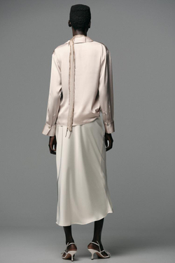 ZARA АТЛАСНАЯ РУБАШКА С УЗЛОМ, КАВА