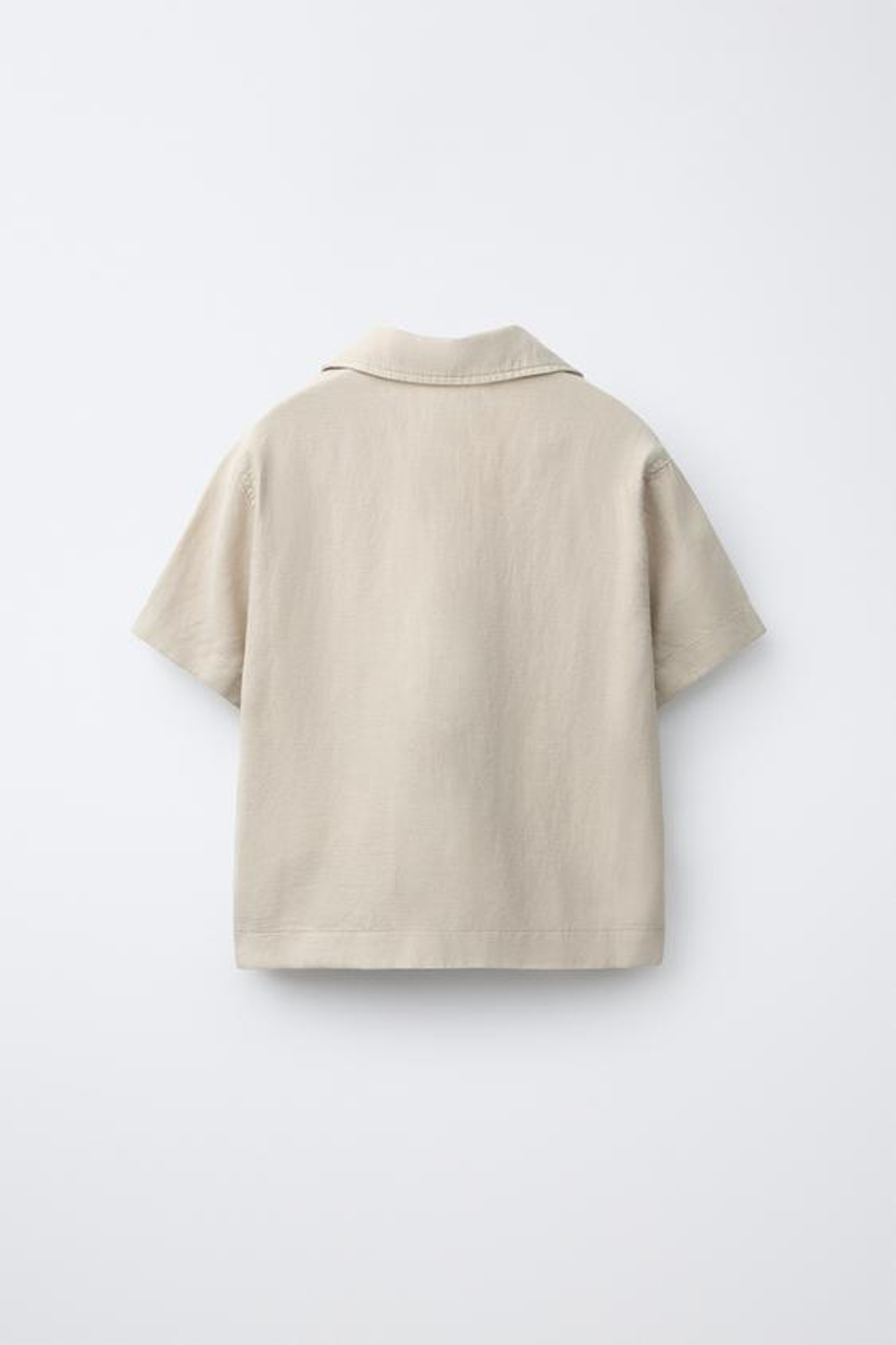 ZARA ЛЬНЯНАЯ РУБАШКА С КАРМАНОМ, ПЕСОЧНЫЙ