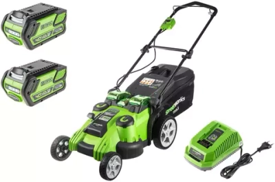 Газонокосилка аккумуляторная Greenworks Арт. 2500207VB, TwinForce,  49 см, c 1хАКБ 4 Ач и ЗУ