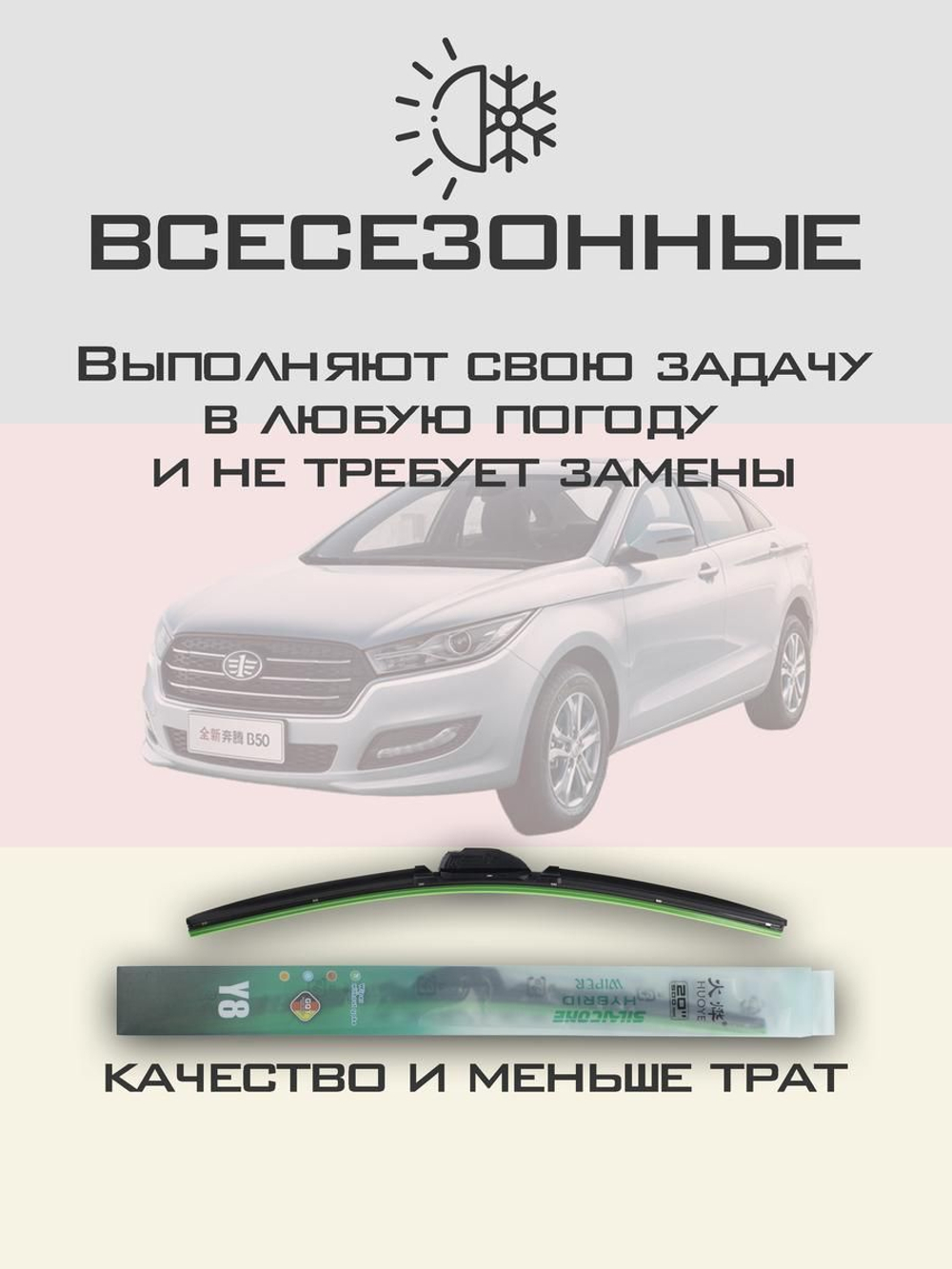 Щетки стеклоочистителя HUOYE Y8 550/450 мм на Dongfeng H30Cross | Hook/J-Hook
