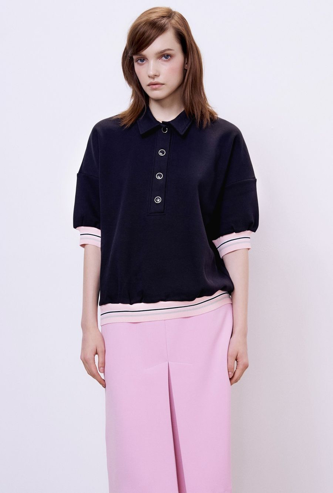 Поло из пике с контрастным подвязом
